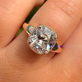 14K Yellow Gold 2.5Ct Old Miner Cushion Lab Diamond Ring