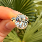 14K Yellow Gold 2.5Ct Old Miner Cushion Lab Diamond Ring