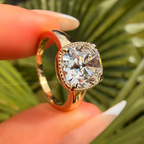 14K Yellow Gold 2.5Ct Old Miner Cushion Lab Diamond Ring