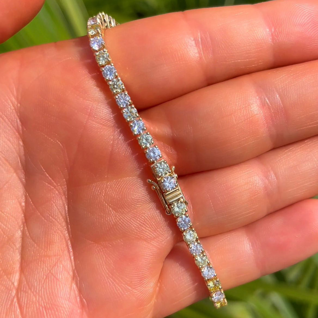 Tennis Bracelet 5.5Ct Lab Fancy Yellow and Clear Diamond 9k Casing