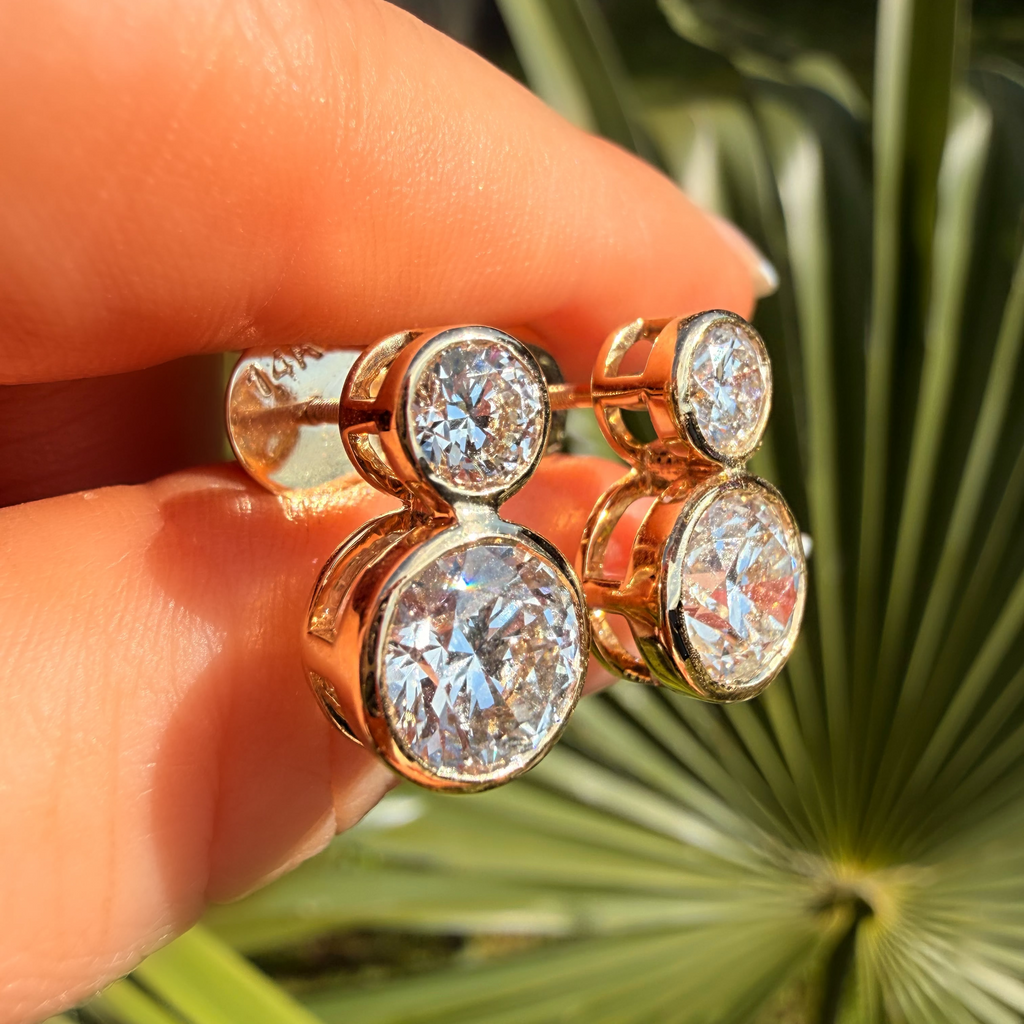 14K Illusion Set 5.0Ct Round Drop Lab Diamond Earrings