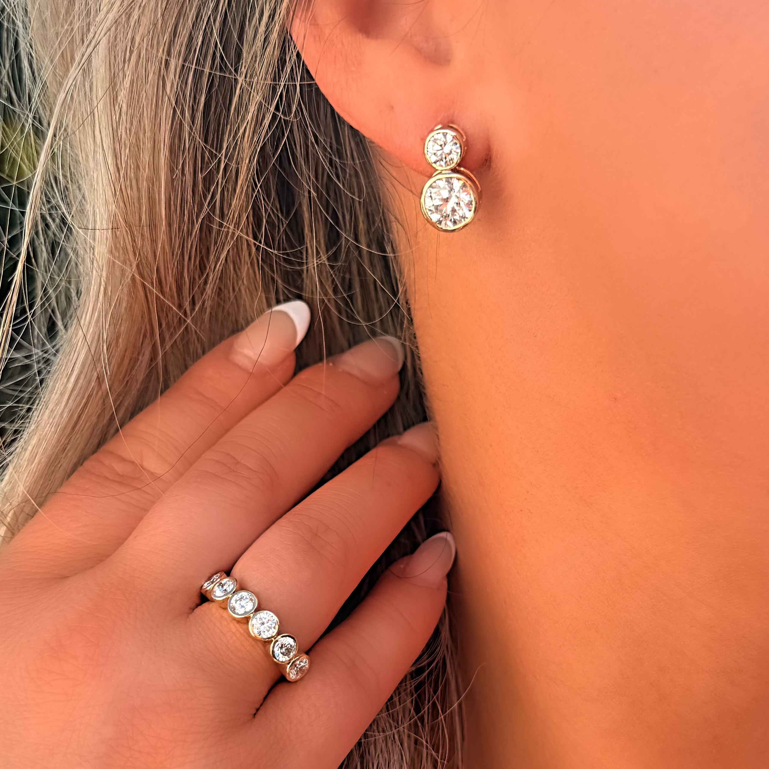 14K Illusion Set 5.0Ct Round Drop Lab Diamond Earrings