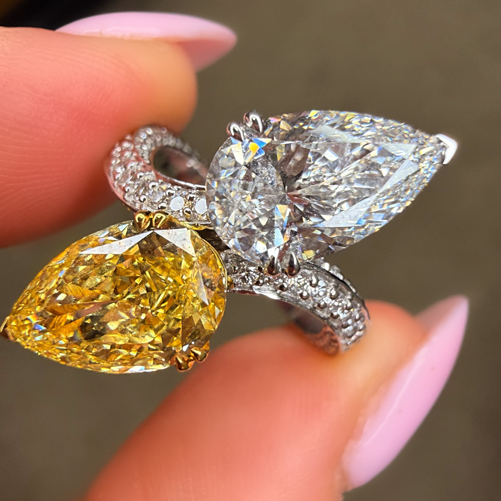 Amalfi 5.5Ct Yellow Pear 'Toi Et Moi' Custom 14K Diamond Ring