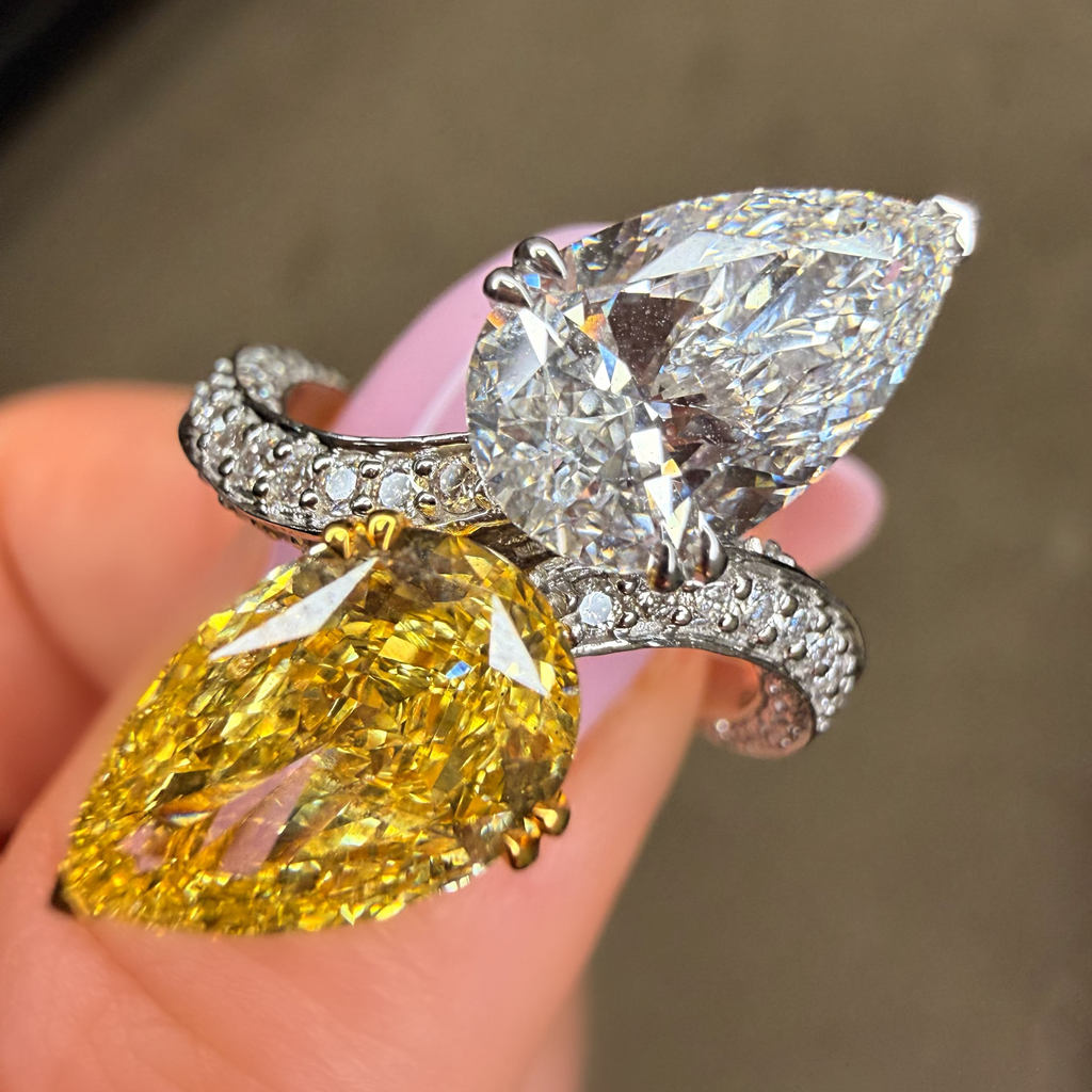 Amalfi 5.5Ct Yellow Pear 'Toi Et Moi' Custom 14K Diamond Ring