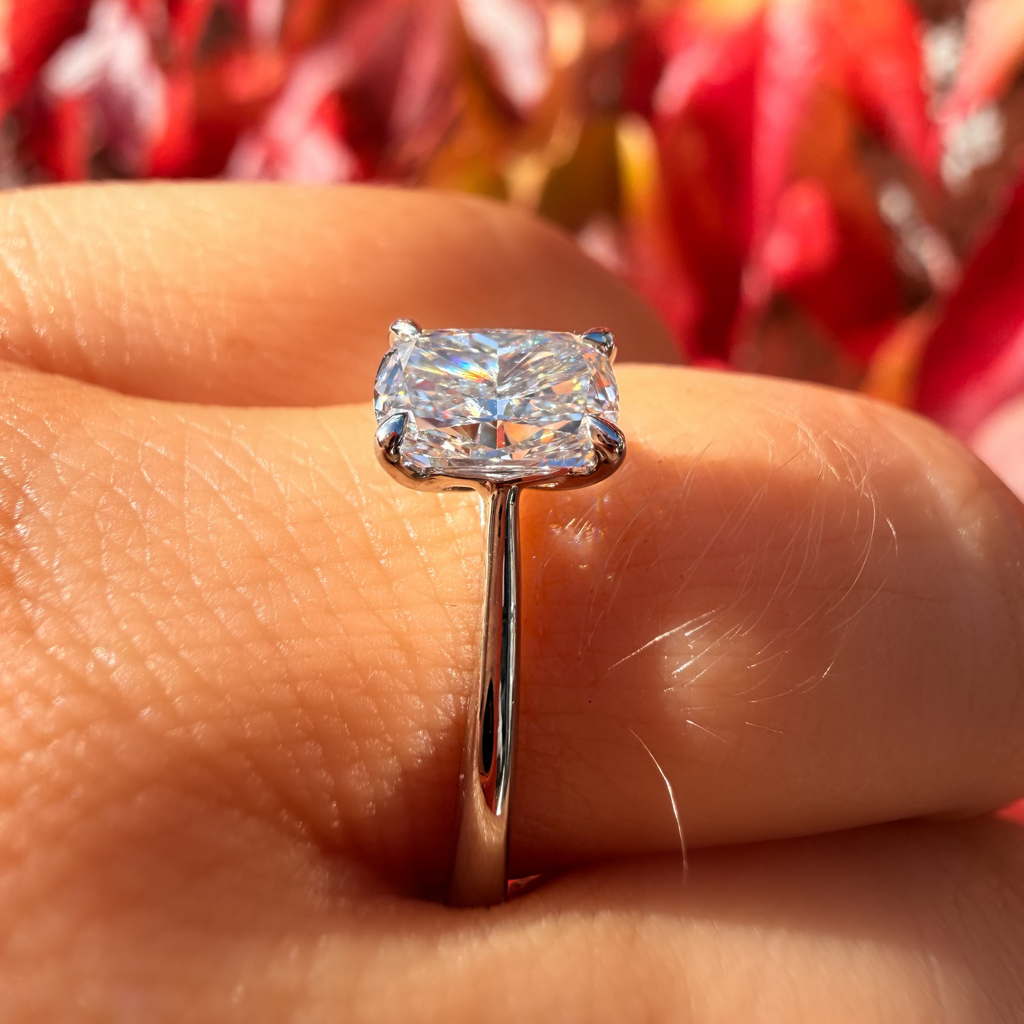 1.2Ct Platinum Elongated Cushion Cut Lab Grown Diamond Engagement Ring