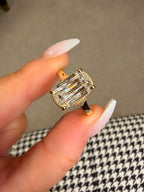 Hand Crafted 950 Platinum Antique Cut Lab Diamond Ring