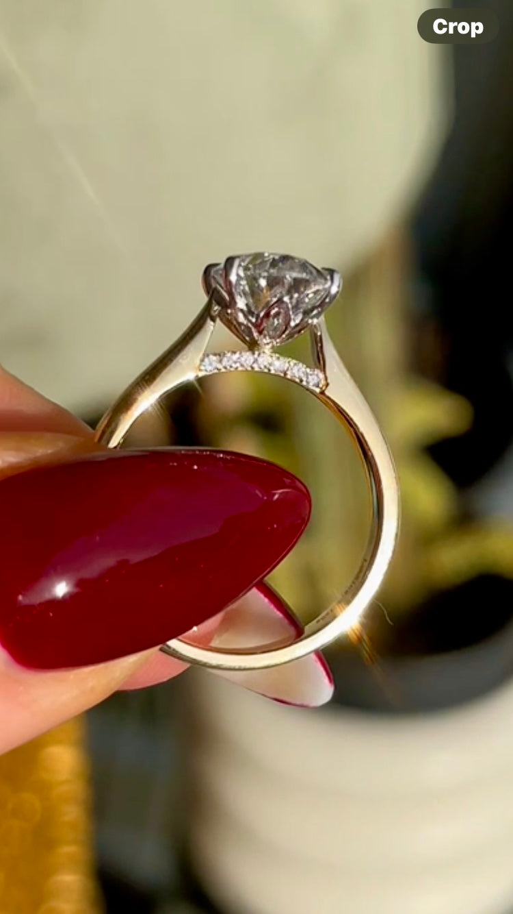 Oval Hidden Halo Tulip Ring 18k Two Tone