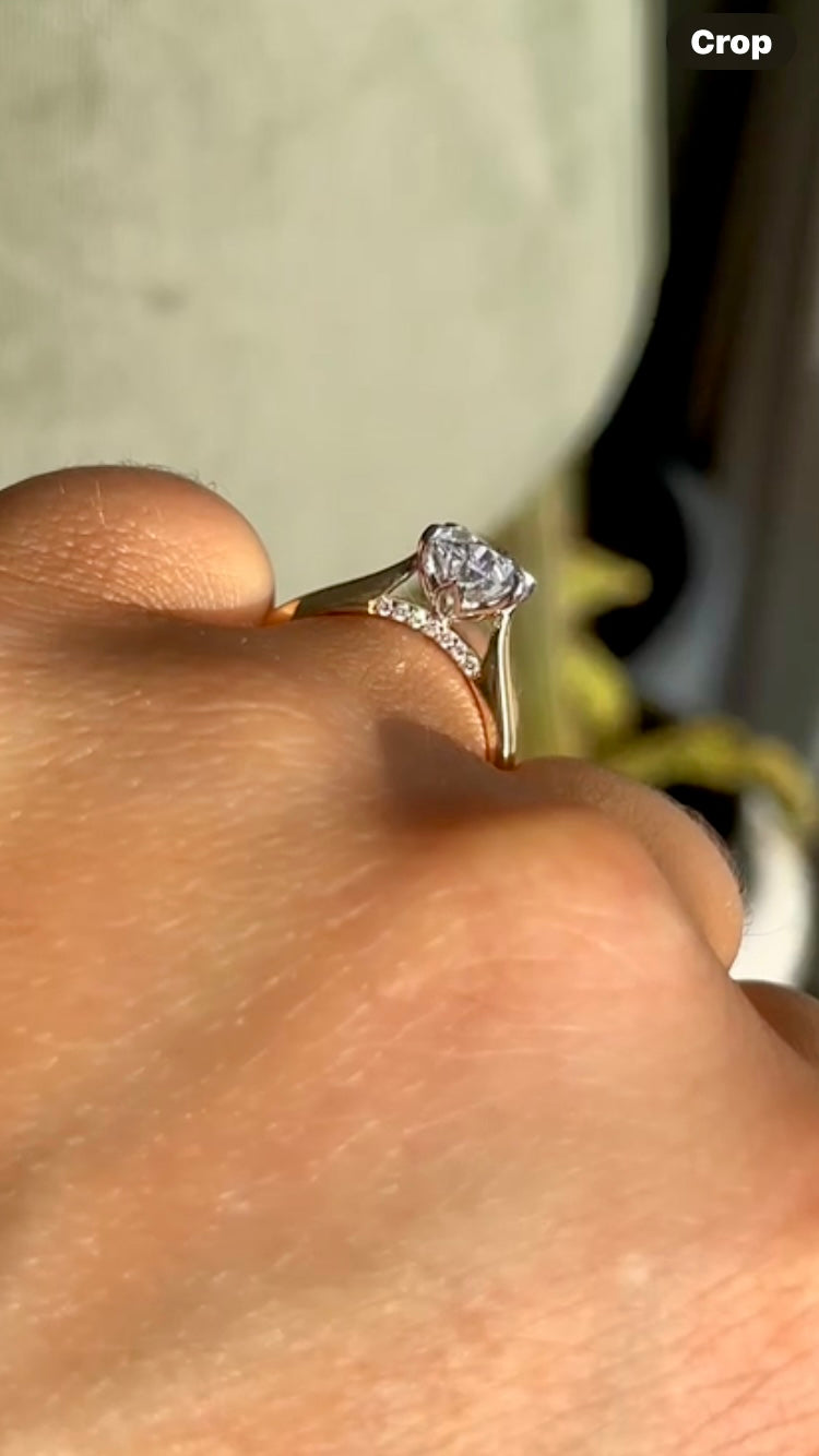 Oval Hidden Halo Tulip Ring 18k Two Tone