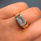 14K 2.0ct Emerald Lab Diamond Tension Set Pinky Ring