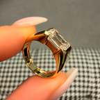 14K 2.0ct Emerald Lab Diamond Tension Set Pinky Ring