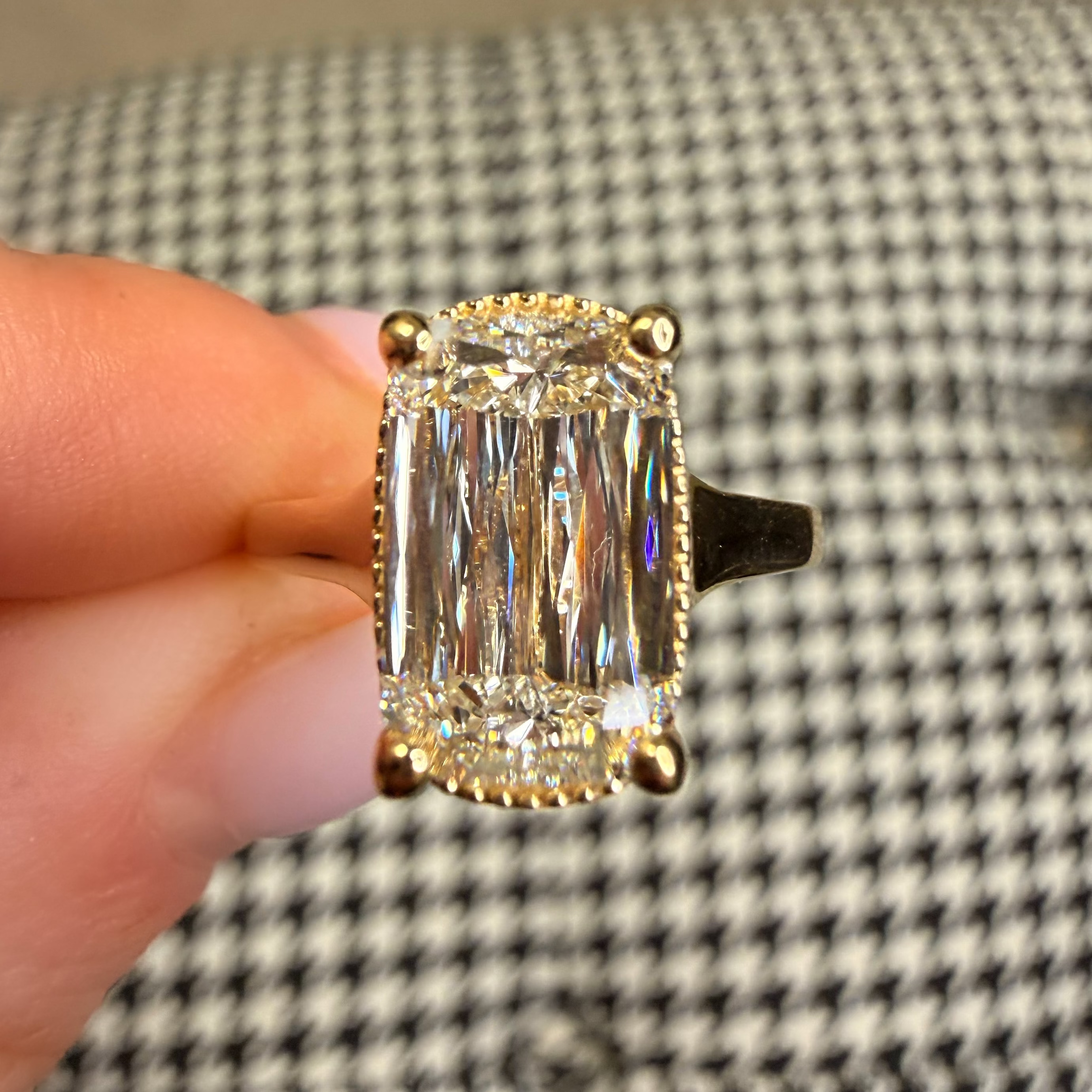 Hand Crafted 18K Antique Cut Lab Diamond Ring