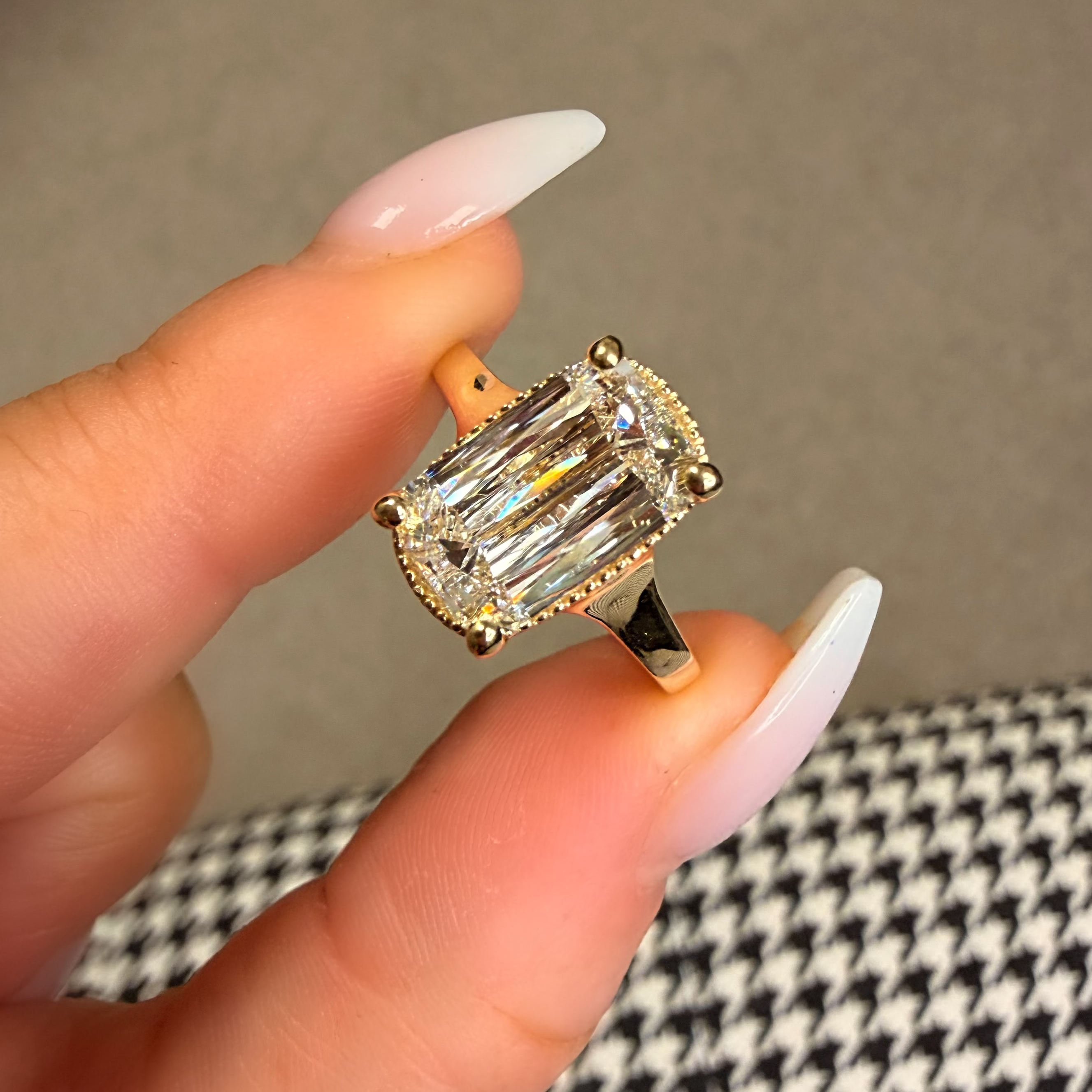 Hand Crafted 18K Antique Cut Lab Diamond Ring