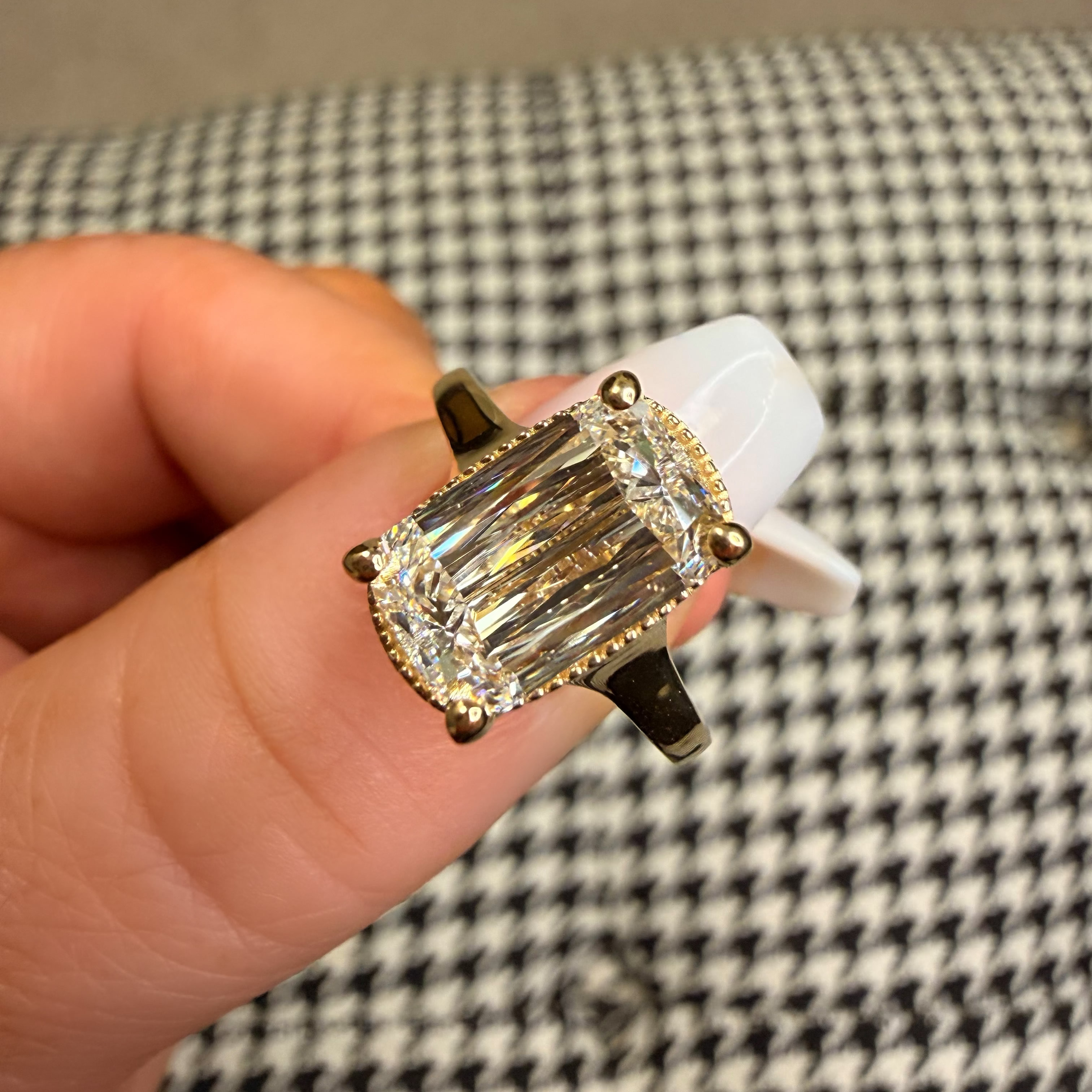 Hand Crafted 18K Antique Cut Lab Diamond Ring