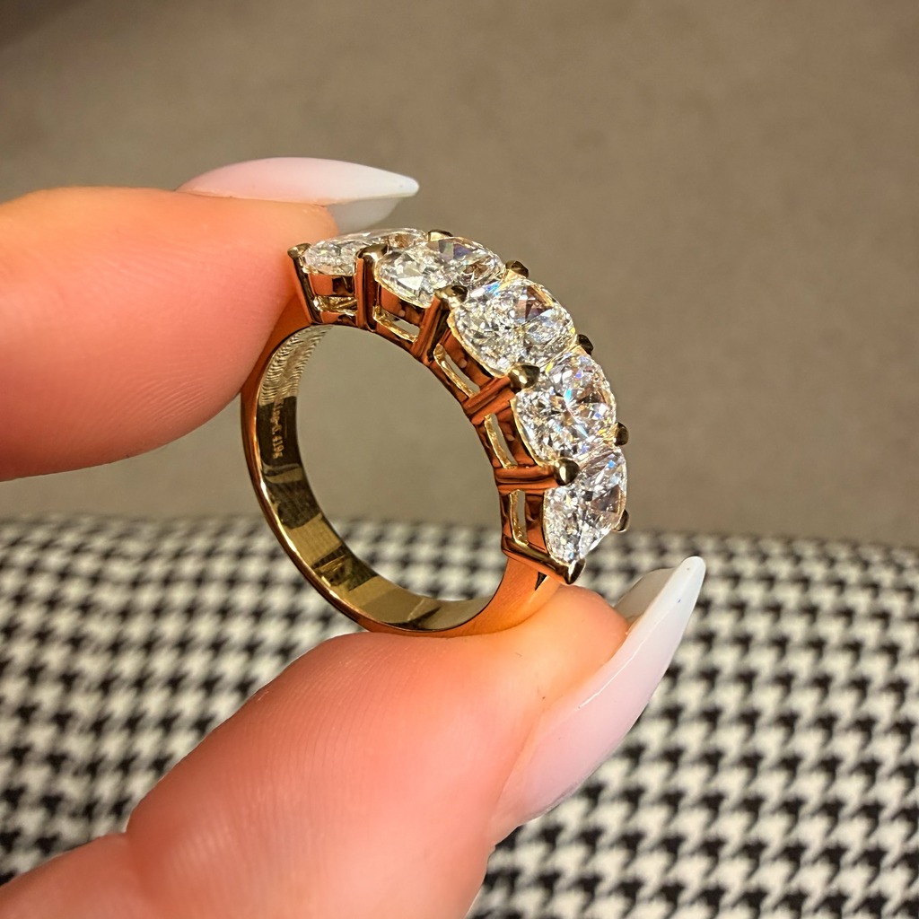 18K 4.5Ct Lab Diamond Elongated Cushion Eternity