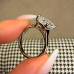 Hand Crafted 950 Platinum Antique Cut Lab Diamond Ring
