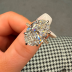 18K Gold 8.1ct Oval Lab Grown Diamond Hidden Halo Engagement Ring