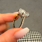 18K Gold 8.1ct Oval Lab Grown Diamond Hidden Halo Engagement Ring