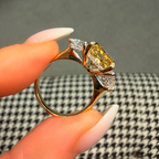 18K Sunset 6.38Ct Fancy Orange Lab Diamond Trilogy Hidden Halo Ring