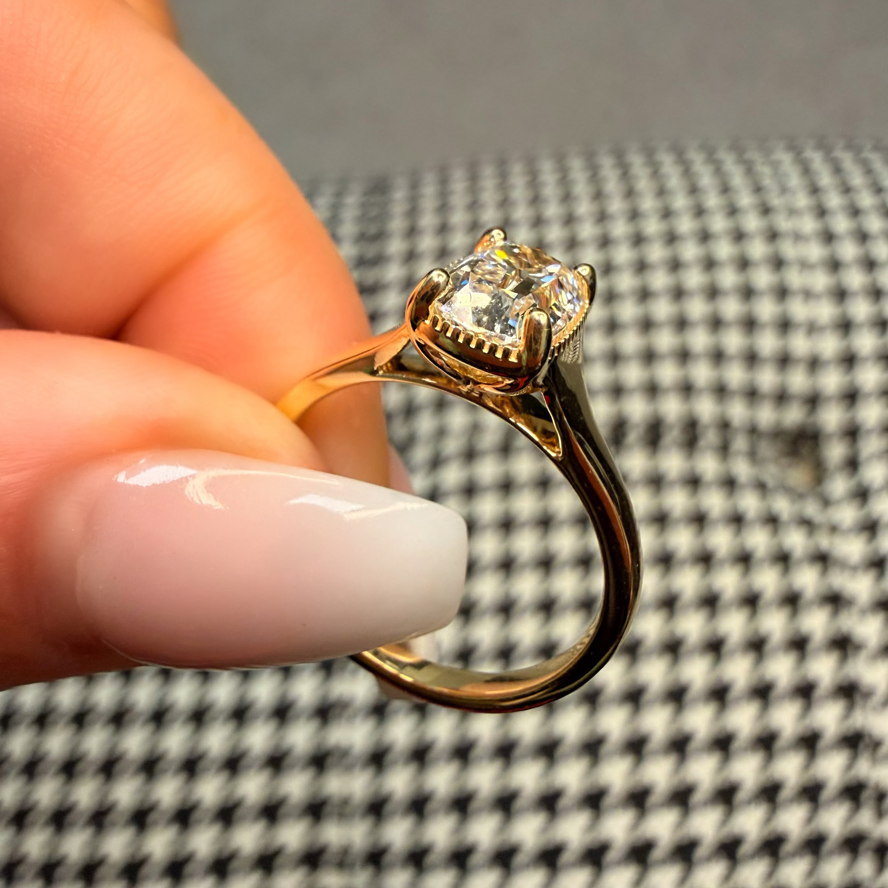 18K Hand-Engraved Vintage Old Miner GIA Certified Lab Diamond Ring