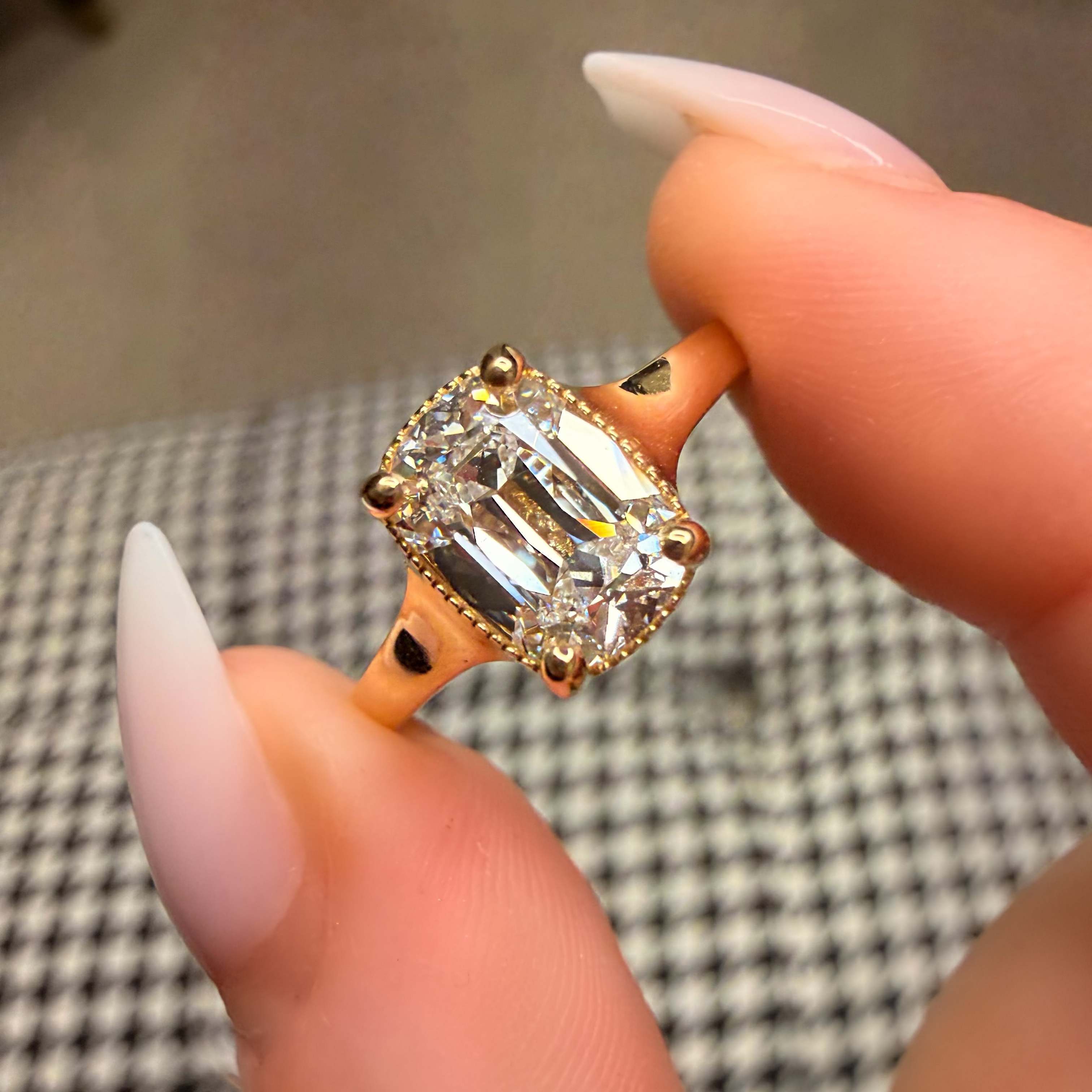18K Hand-Engraved Vintage Old Miner GIA Certified Lab Diamond Ring