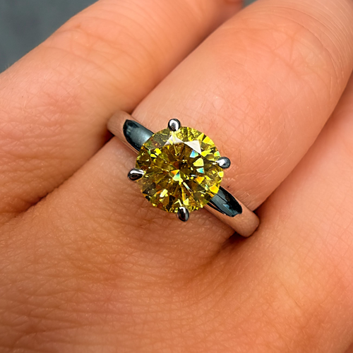 Yellow gemstone ring on a finger
