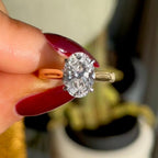 Oval Hidden Halo Tulip Ring 18k Two Tone