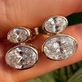 14K Yellow Gold Illusion Set 5.0Ct Oval Lab Diamond Drop Earrings