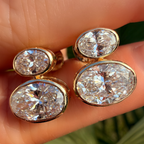 14K Yellow Gold Illusion Set 5.0Ct Oval Lab Diamond Drop Earrings