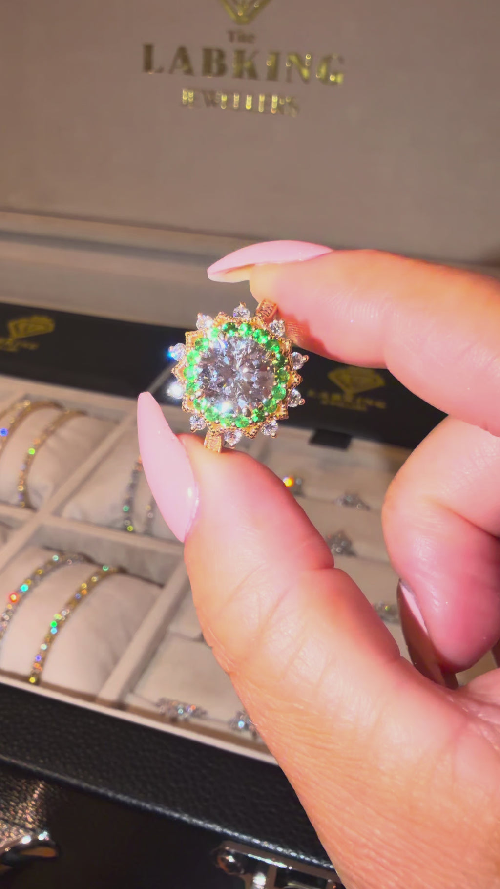 Field Day Ring Custom 18k Yellow Lab & Tsavorite Ring
