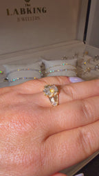18K Chunky Hand-Engraved Elongated Cushion Lab Diamond Ring