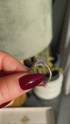 Oval Hidden Halo Tulip Ring 18k Two Tone