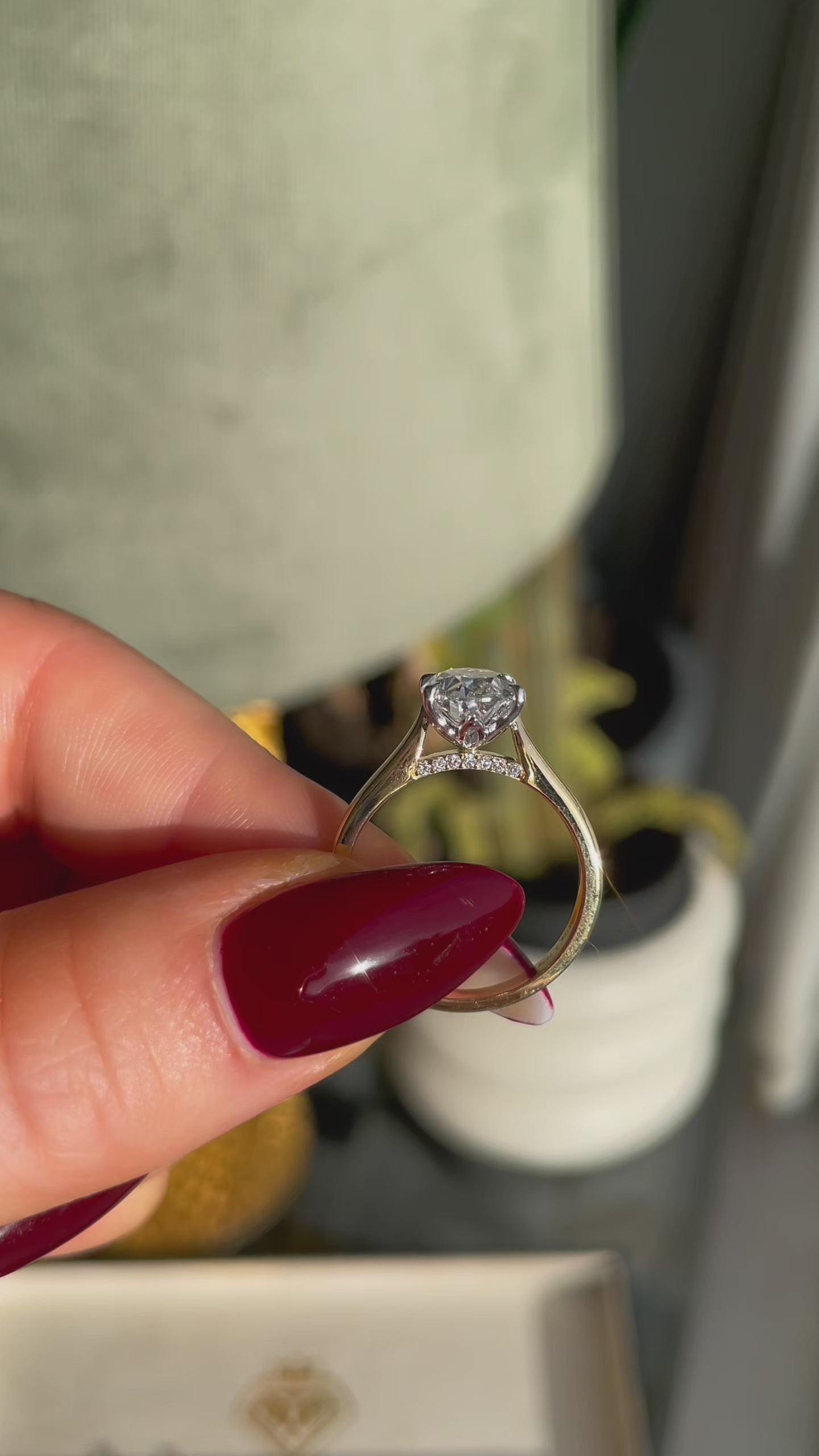 Oval Hidden Halo Tulip Ring 18k Two Tone