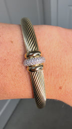 Amira Solid 14K Gold & CZ Hinged Bangle
