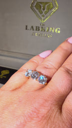 18K Prong Set 3.0Ct Round Lab Diamond Trilogy Ring