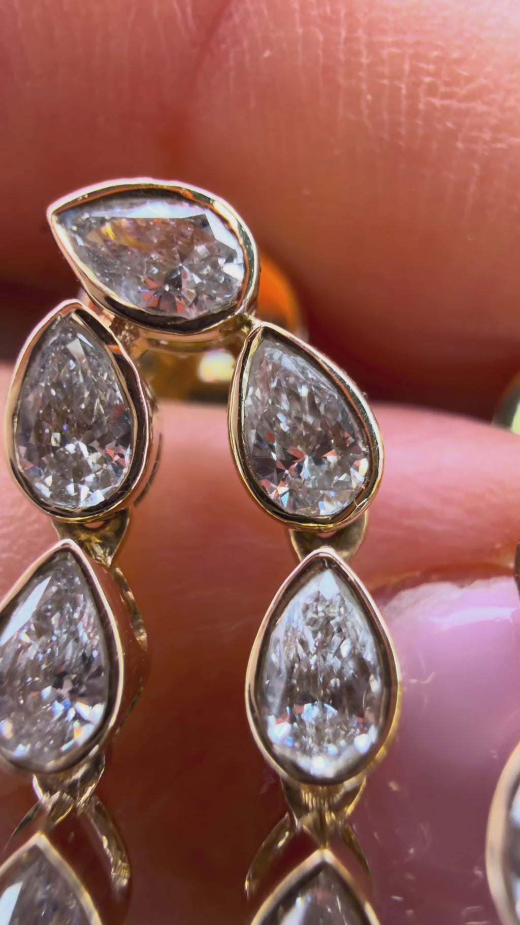 14k Gold 3.5Ct Pear Cut Lab Diamond Drop Earrings