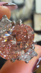 3.7Ct Platinum Fancy Pink Oval & Trapezoid Lab Diamond Trilogy Ring