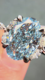Platinum 1.75Ct Oval Lily Fancy Blue Lab Diamond & Marquise Ring