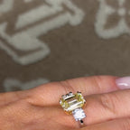 18K Gold 4.2Ct Canary Fancy Yellow Emerald Lab Diamond Trilogy Ring