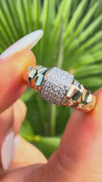 Amira 14K Gold & Cz Custom Hammered Ring