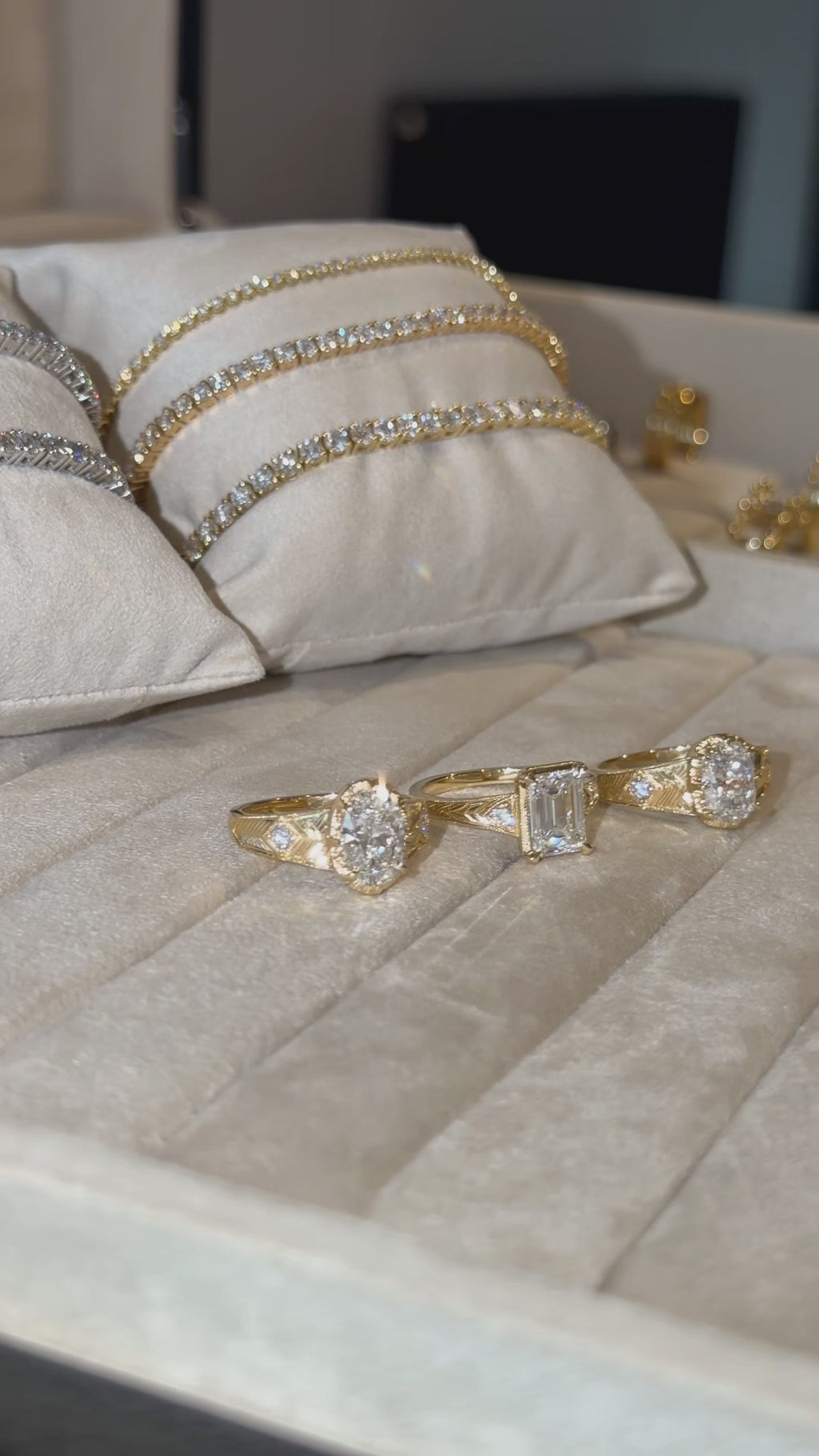 18K Chunky Hand-Engraved Oval Lab Diamond Ring