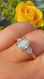 18K 1.8Ct Fancy Yellow Oval Lab Grown Diamond Trilogy