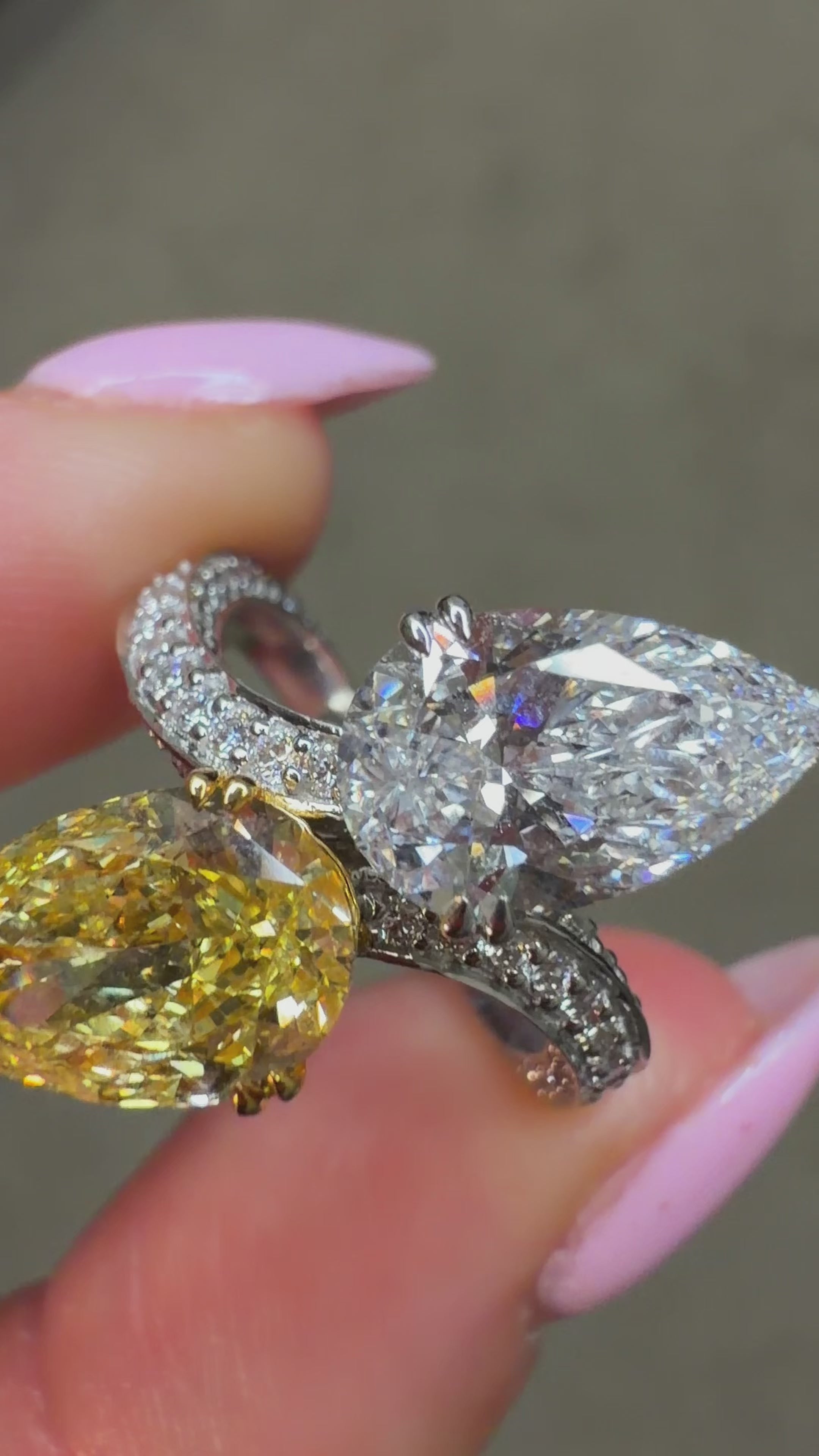 Amalfi 5.5Ct Yellow Pear 'Toi Et Moi' Custom 14K Diamond Ring