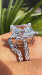 14K White Gold Castle 6.5Ct Asscher Lab Grown Diamond Ring
