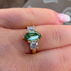 18K 2.5Ct Fancy Vivid Green Dutch Marquise Lab Diamond Trilogy
