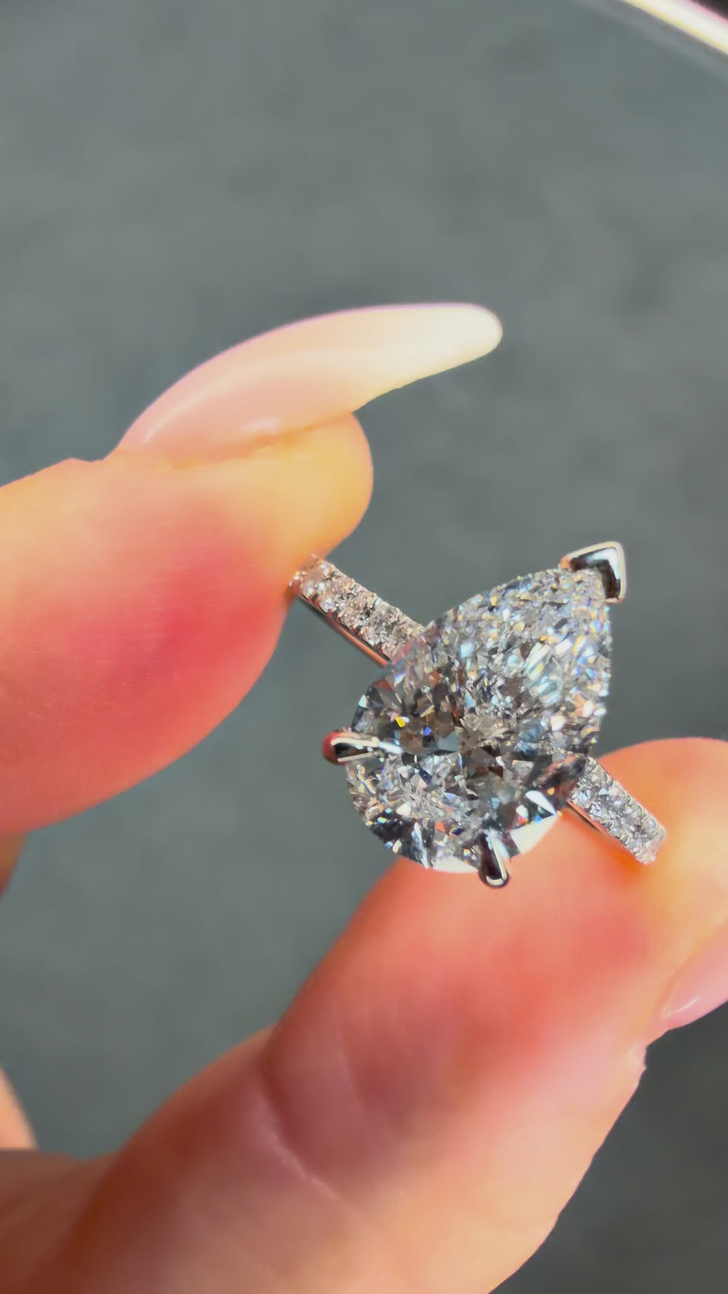 Platinum 2.3Ct Pear Cut Lab Grown Diamond Ring