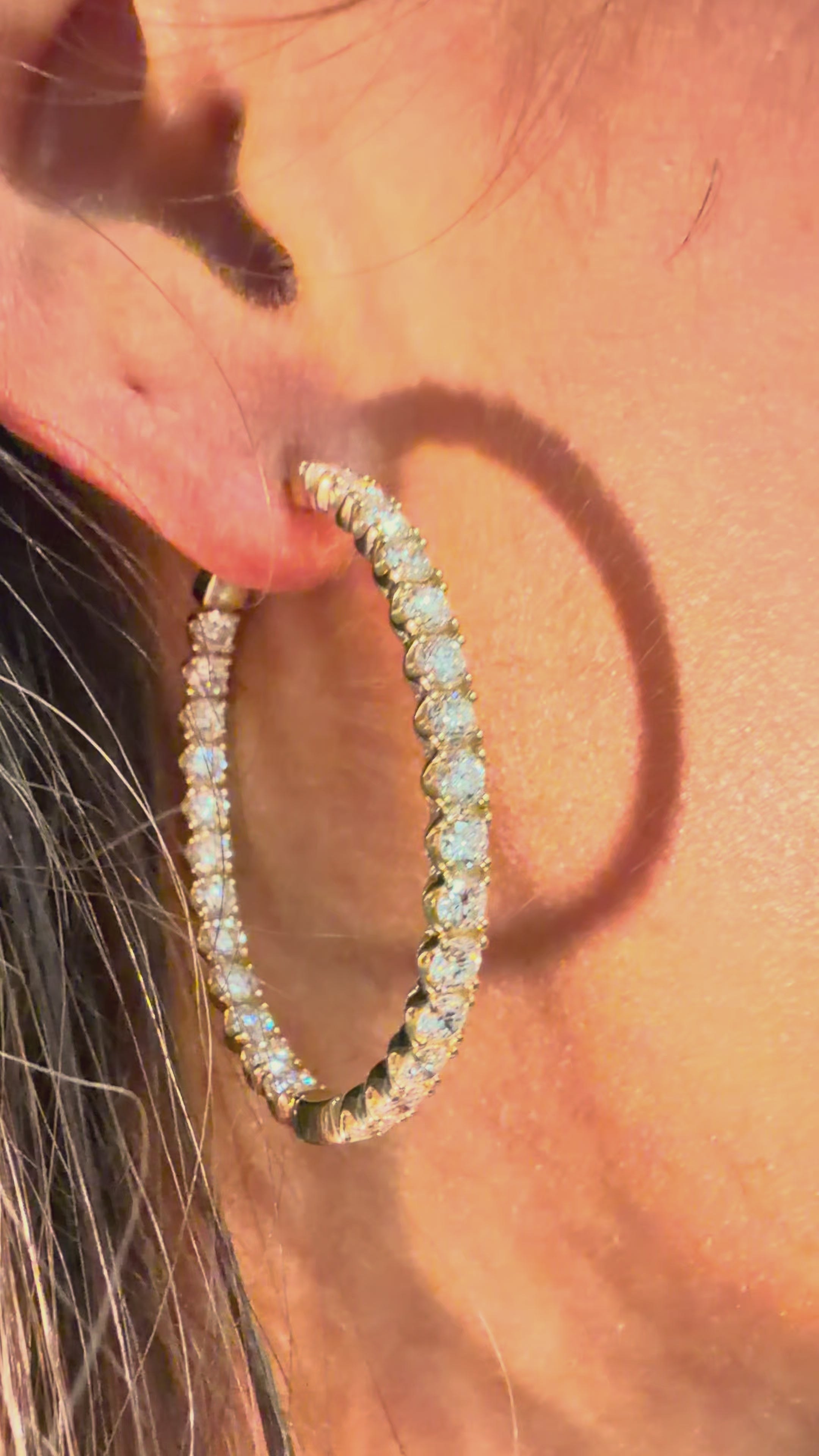 14K 4.94Ct Yellow Gold Lab Grown Diamond Large Hoops