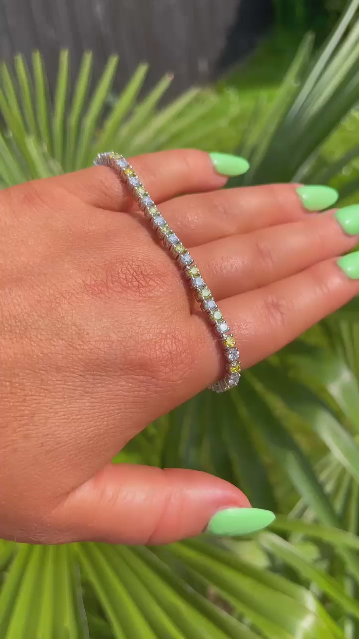 Tennis Bracelet 5.5Ct Fancy Yellow and Clear Lab Diamond Platinum Casing