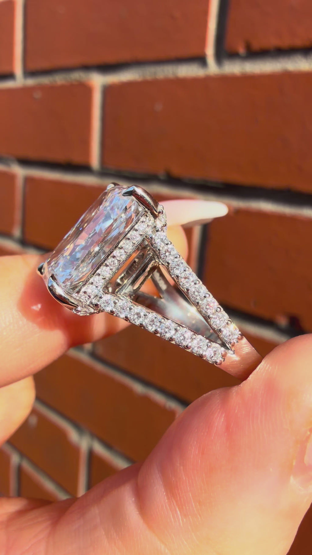 7.0Ct Radiant Lab Grown Diamond Platinum Split Shoulder Ring