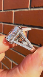 7.0Ct Radiant Lab Grown Diamond Platinum Split Shoulder Ring