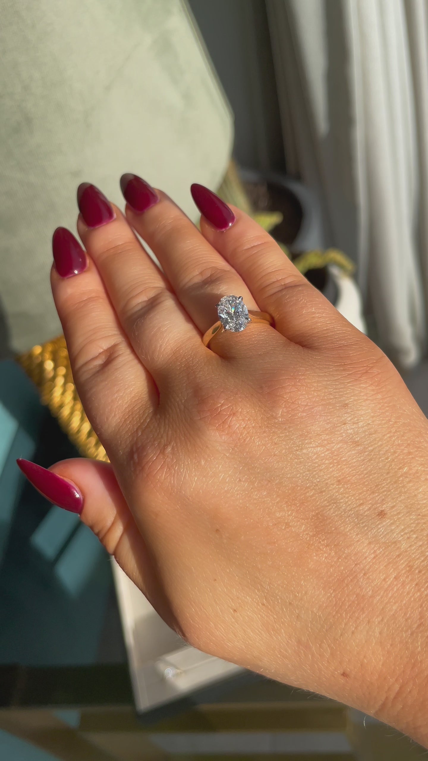 Oval Hidden Halo Tulip Ring 18k Two Tone